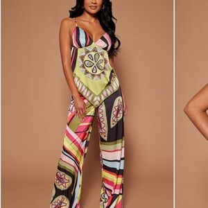 Pre Owned - FASHION NOCA Multicolor Patterned 2piece pant set XL